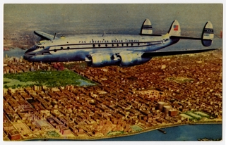 Image: postcard: Pan American World Airways, Lockheed Constellation, New York