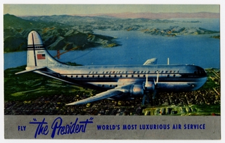 Image: postcard: Pan American World Airways, Boeing 377 Stratocruiser, San Francisco