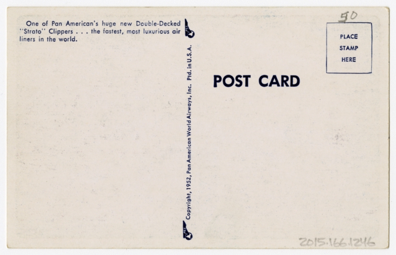 Image: postcard: Pan American World Airways, Boeing 377 Stratocruiser, San Francisco