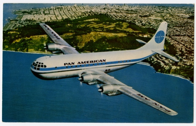 Postcard: Pan American World Airways, Boeing 377 Stratocruiser, San Francisco