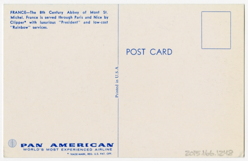 Image: postcard: Pan American World Airways, Mont St. Michel, France