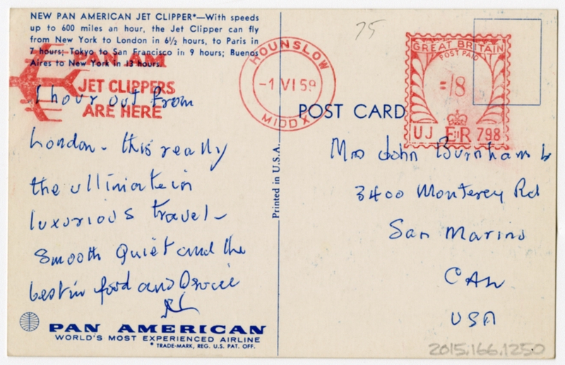 Image: postcard: Pan American World Airways, Boeing 707