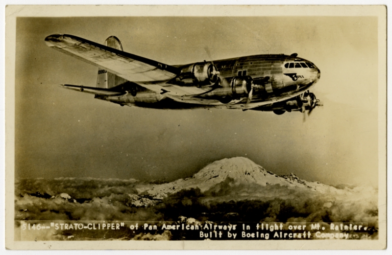 Image: postcard: Pan American World Airways, Boeing 377 Stratocruiser, Seattle