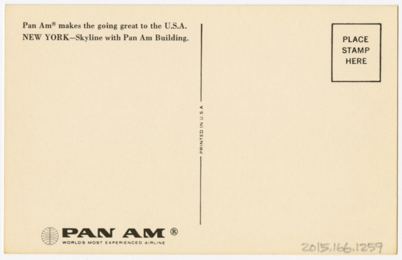 Image: postcard: Pan American World Airways, Pan Am Building, New York City