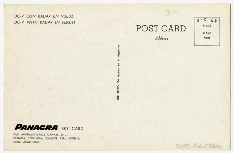 Image: postcard: Panagra (Pan American-Grace Airways), Douglas DC-7