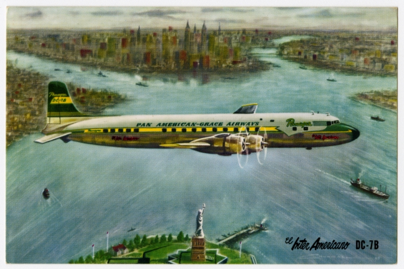 Image: postcard: Panagra (Pan American-Grace Airways), Douglas DC-7B, New York City