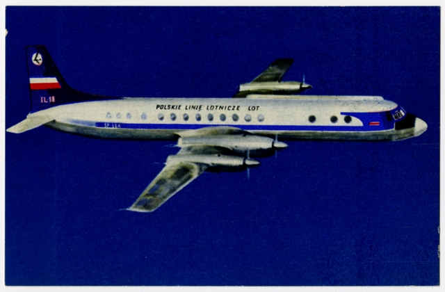 Postcard: LOT (Polish Airlines), Ilyushin Il-18
