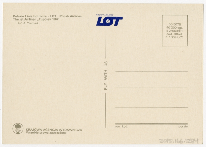 Image: postcard: LOT (Polish Airlines), Tupolev Tu-134