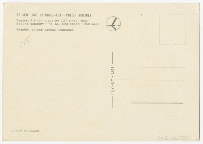 Image: postcard: LOT (Polish Airlines), Tupolev Tu-134