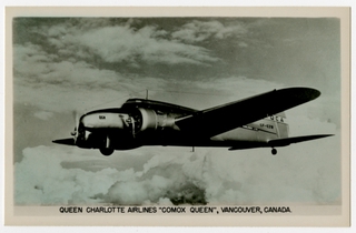Image: postcard: Queen Charlotte Airlines, Avro 652A