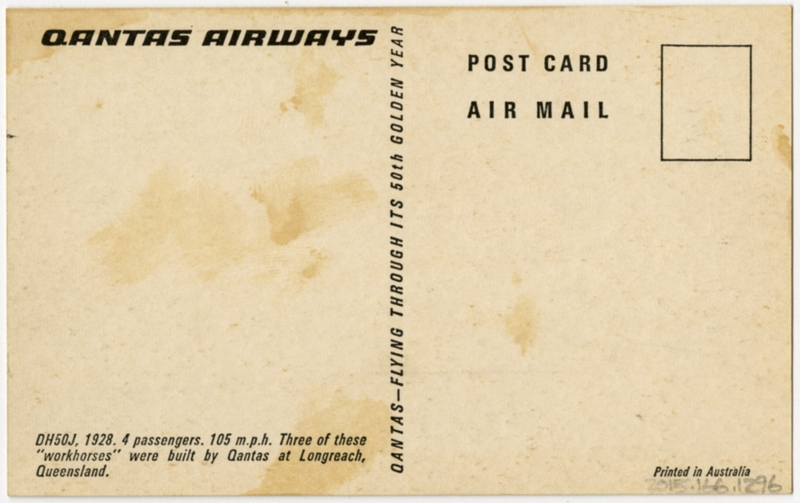 Image: postcard: Qantas Airways, de Havilland DH-50J
