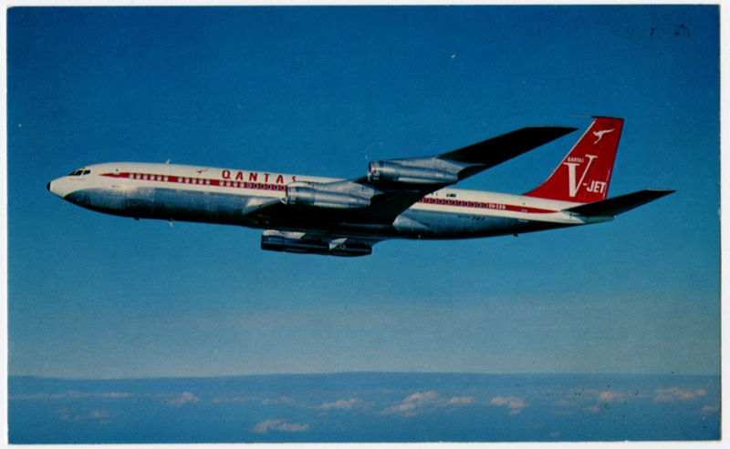Image: postcard: Qantas Airways, Boeing 707