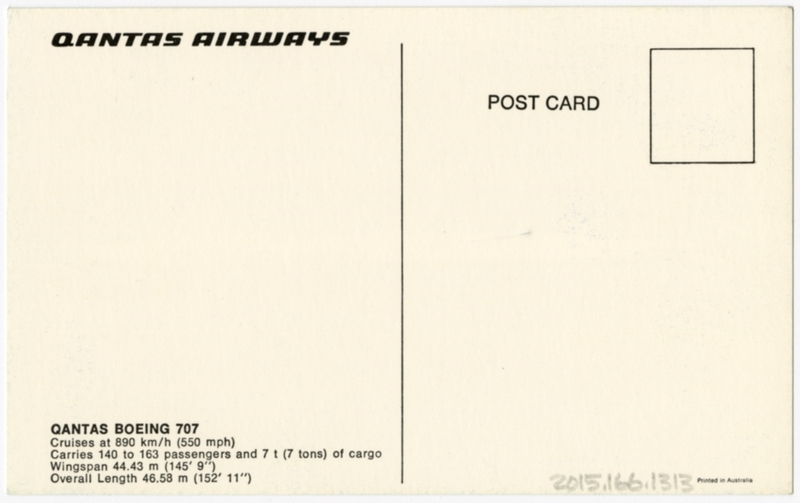 Image: postcard: Qantas Airways, Boeing 707