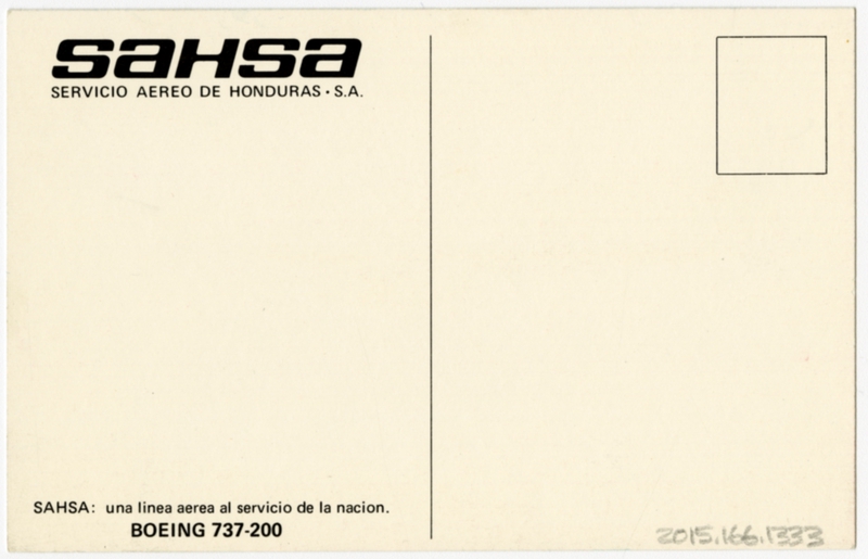 Image: postcard: SAHSA, Boeing 737-200