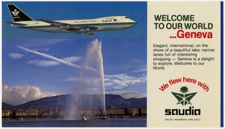 Image: postcard: Saudia Airlines, Boeing 747, Geneva