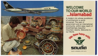 Image: postcard: Saudia Airlines, Boeing 747, Islamabad
