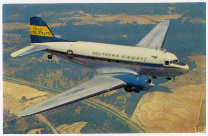 Image: postcard: Southern Airways, Douglas DC-3