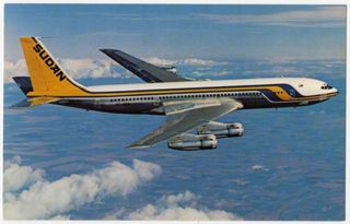 Image: postcard: Sudan Airways, Boeing 707-320C