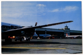 Image: postcard: United Air Lines, Douglas DC-6, Detroit Willow Run Airport
