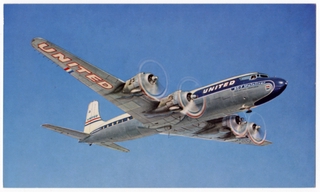 Image: postcard: United Air Lines, Douglas DC-7