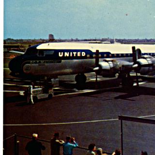 Image #1: postcard: United Air Lines, Douglas DC-7, Los Angeles International Airport