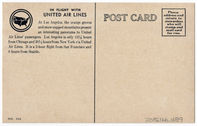 Image: postcard: United Air Lines, Los Angeles