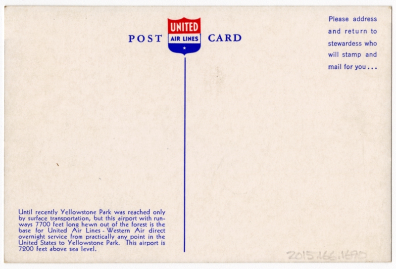 Image: postcard: United Air Lines, Yellowstone National Park