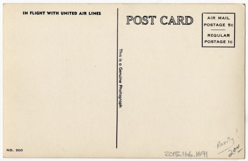 Image: postcard: United Air Lines, Douglas DC-3, radio dispatch