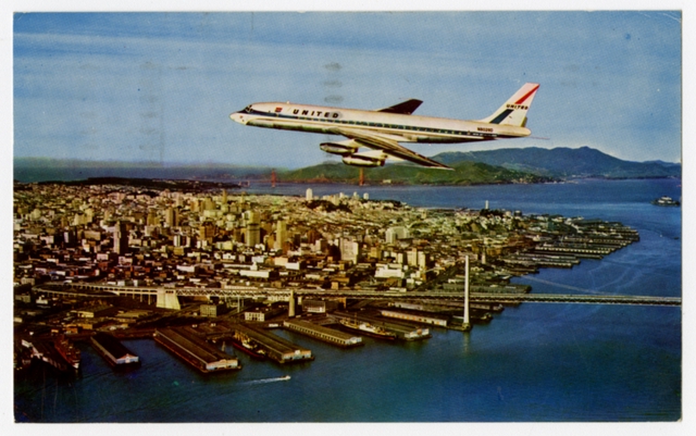 Postcard: United Air Lines, Douglas DC-8, San Francisco