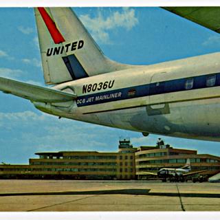 Image #1: postcard: United Air Lines, Douglas DC-8, Pittsburgh Airport
