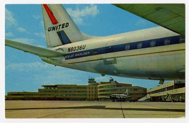 Postcard: United Air Lines, Douglas DC-8, Pittsburgh Airport