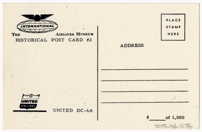 Image: postcard: United Air Lines, Douglas DC-6A