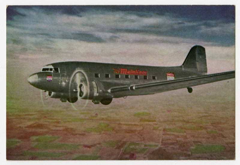Image: postcard: United Air Lines, Douglas DC-3