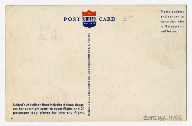 Image: postcard: United Air Lines, Douglas DC-3