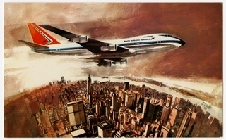 Image: postcard: South African Airways (SAA), Boeing 747, New York City
