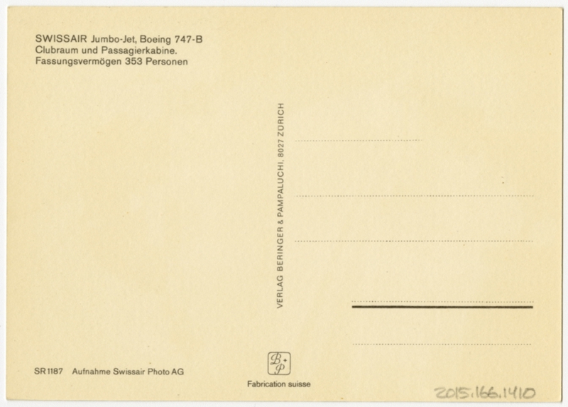 Image: postcard: Swissair, Boeing 747-200B