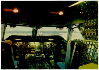 Image: postcard: Swissair, Boeing 747, cockpit