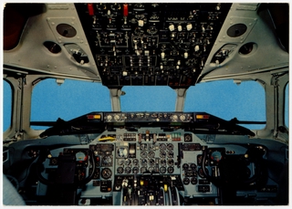 Image: postcard: Swissair, Douglas DC-9, cockpit