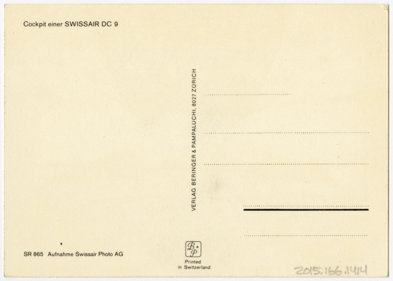 Image: postcard: Swissair, Douglas DC-9, cockpit