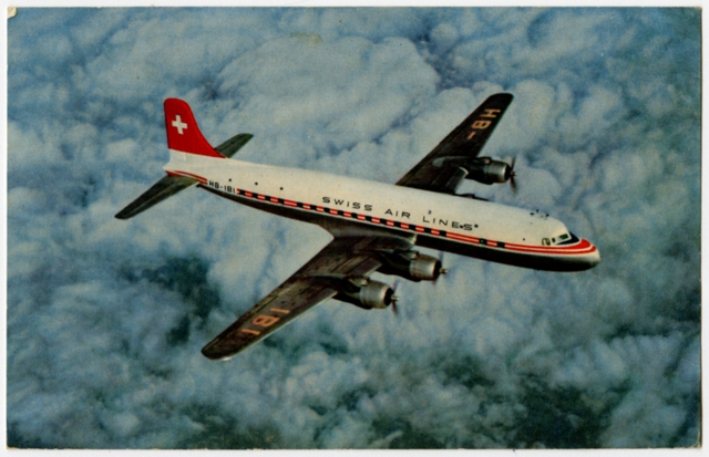 Postcard: Swissair, Douglas DC-6B