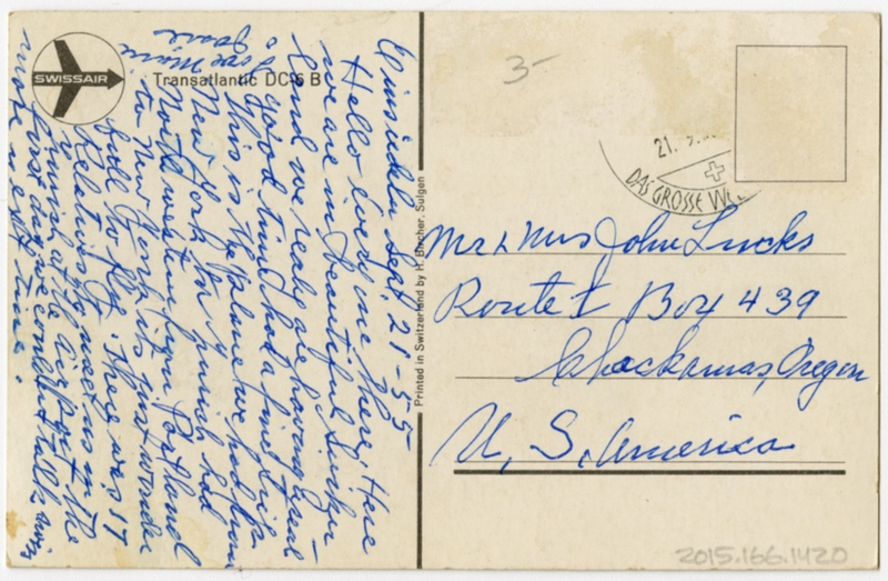 Image: postcard: Swissair, Douglas DC-6B