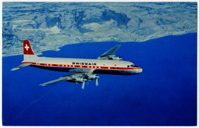 Postcard: Swissair, Douglas DC-7C
