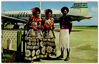 Image: postcard: Tasman Empire Airways Limited (TEAL), Douglas DC-6, Nadi Airport (Fiji)