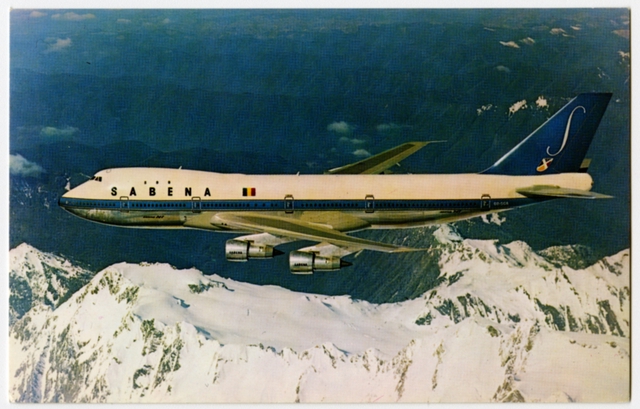 Postcard: Sabena Belgian Air Lines, Boeing 747