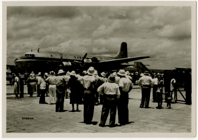Postcard: Sabena Belgian Air Lines, Douglas DC-4, Leopoldsville Airport