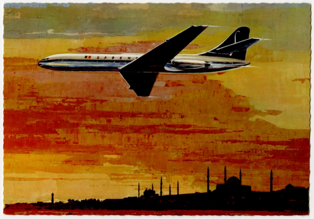 Postcard: Sabena Belgian Air Lines, Sud Aviation Caravelle