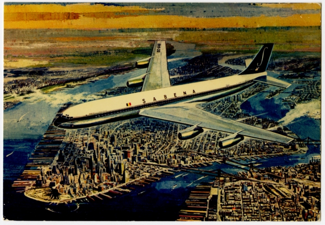 Postcard: Sabena Belgian Air Lines, Boeing 707, New York City