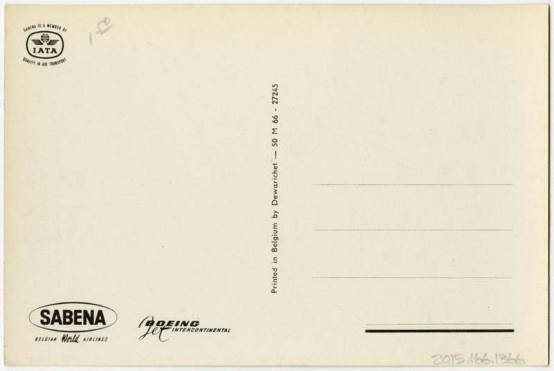 Image: postcard: Sabena Belgian Air Lines, Boeing 707