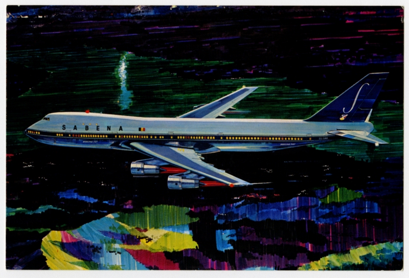 Image: postcard: Sabena Belgian Air Lines, Boeing 747