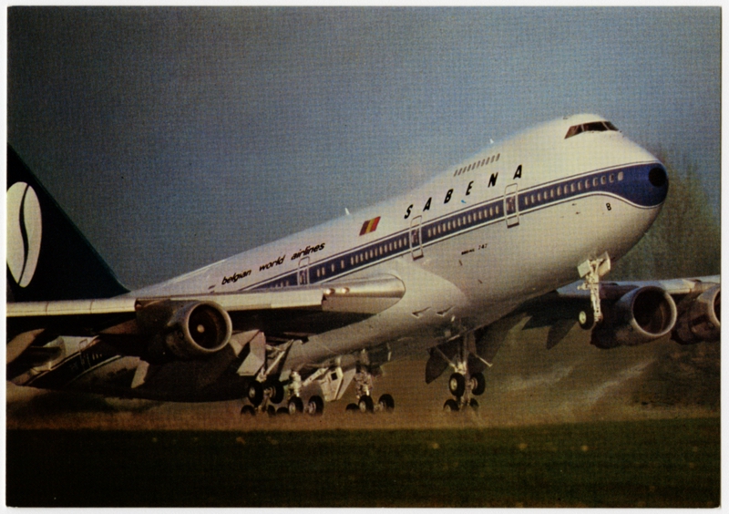 Image: postcard: Sabena Belgian Air Lines, Boeing 747